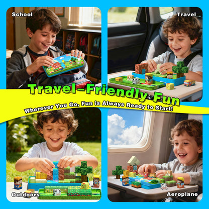 Mini Magnetic Blocks, Magnet Building Cubes, Farm Animal Travel Outdoors Toys with Portable Iron Box, STEM Montessori Sensory Educational Toys for Toddlers, Gift for Kids Ages 3-8 Boys & Girls