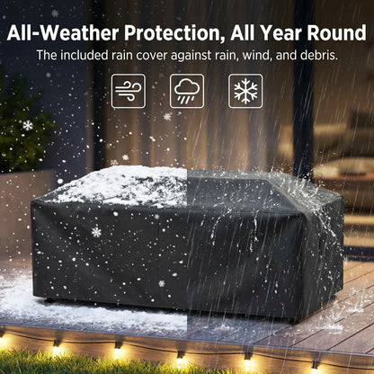 NICESOUL 42" Outdoor Propane Fire Pit Table, 50,000 BTU Rectangle Natural Gas Firepit with Tank Table, No Assembly Low Profile Fire Table for Outside Patio & Backyard, CSA Certified, Grayish White