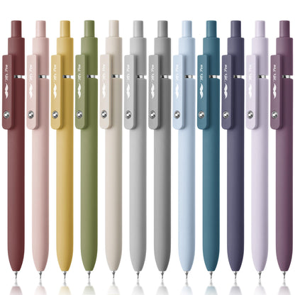 Mr. Pen- Retractable Gel Pens, 12 Pack, Morandi and Vintage Barrels, Fast Dry, Black Gel Pens Fine Point 0.5mm, Aesthetic Pens for Journaling