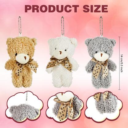 Rcanedny 18 Pcs Mini Plush Teddy Bears 4.72 Inch Soft Stuffed Teddy Bear Small Plush Bear Keychain for DIY Crafts Birthday Valentine's Day Graduation Party Favors