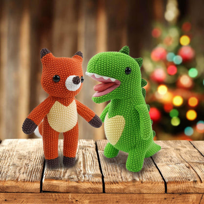 JUSTQUNSEEN Knitted Dinosaur Stuffed Animal,11 Inch Stuffed Animals Plush Dinosaur Cute Animal Dinosau rs Toy for Girl,Soft Toy Cotton Plush Knitte Stuffed Animals Birthday