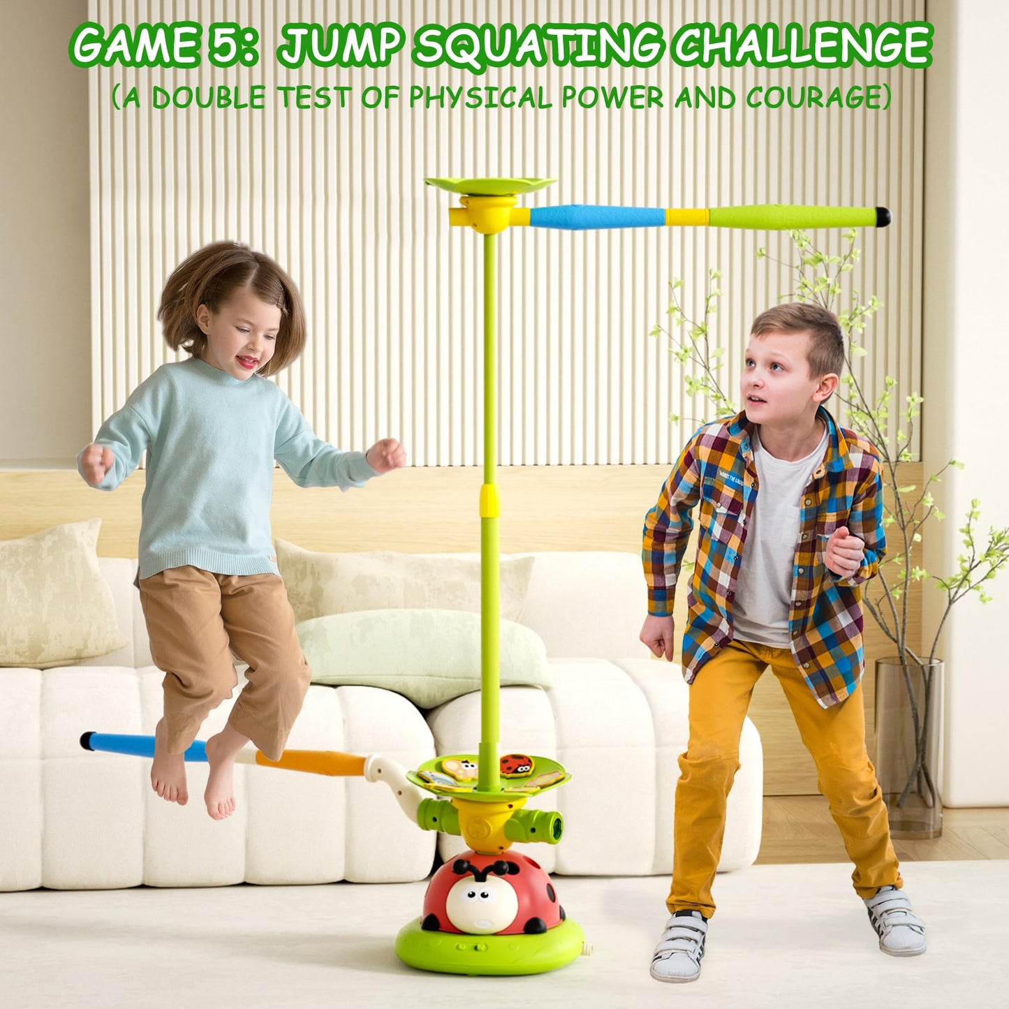 Pobaiyi 5 in 1 Musical Jump Toys, Toss Ring Game Stomping Launch Rocket Launcher for Kids, Obstacle Avoidance & Jump Squating Toy Games Remote Control Outdoor & Indoor Toys for Ages 4-8 8-13
