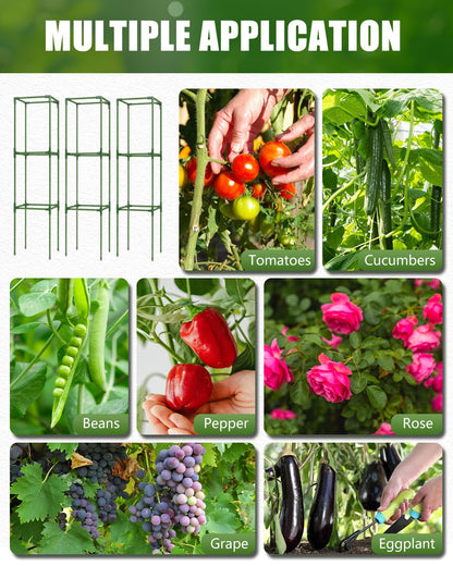 joyhalo 3 Pack Tomato Cage for Garden, 47 Inch Heavy-Duty Tomato Trellis, Height Adjustable Garden Trellis for Climbing Plants Vegetables Flowers Cucumber Peony