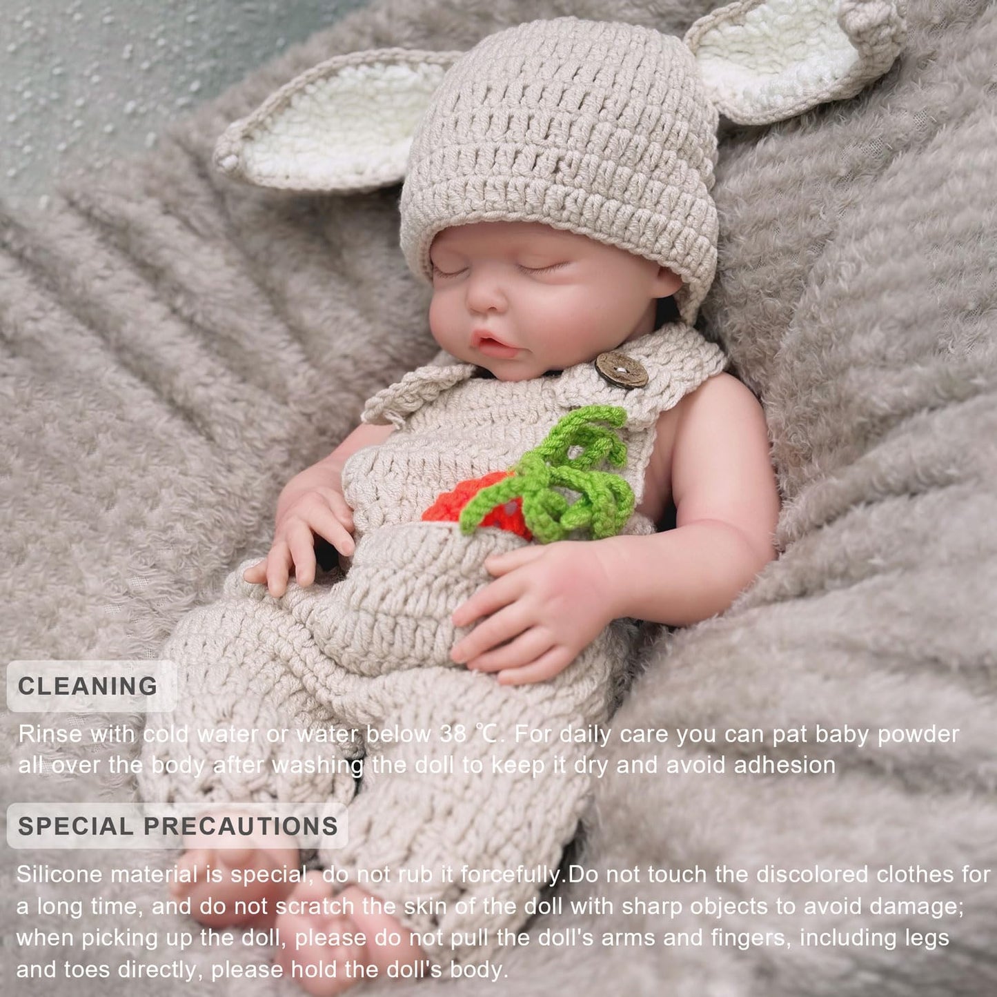 Gileutay 17in Full Silicone Baby Doll Girl Lifelike Sleeping Reborn Dolls Real Life Weighted Newborn Doll Washable Toy for Kids