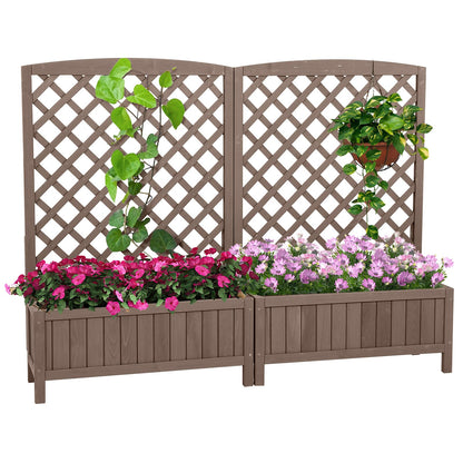 Garden Planter Box with Trellis Raised Garden Bed Outdoor for Climbing Plants, Flowers, High Capacity