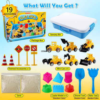 Sensory Bin, Construction Kit with Sensory Sand, Play Sand Pretend Play Beach Toy, Sandbox for Girls and Boys