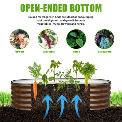 SnugNiture Galvanized Raised Garden Bed, 6x3x1.5ft Oval Metal Planter Box for Planting Outdoor Plants Vegetables