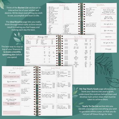 PLANBERRY Hourly Schedule Planner Premium – Undated Weekly Organizer with Time Slots & Monthly Budget – Time Management, Goal Setting, to-Do List & Habit Tracker –6.9″x8.5″(Green Pastures)