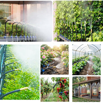 DOLANSTO 50ft Drip Irrigation System with 18pcs 360° Adjustable Misting Sprinkler Kit, Garden Watering System for Raised Bed, Greenhouse, Patio, Yard - DIY Plant Mist Sprayer Kit