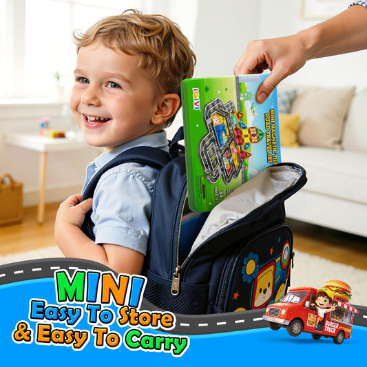 IGIVI Mini Magnetic Tiles Road Travel Essentials Set — Portable STEM Sensory Magnetic Building Blocks for Toddlers & Preschool, Compact Travel Toys for 3+ Boys & Girls, Easter Birthday Gift