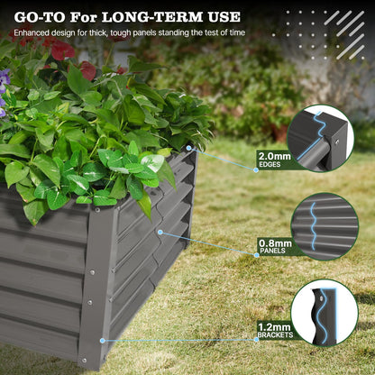 A ANLEOLIFE 12-Piece 18 Inch Tall Raised Garden Beds Kit, L-Shaped, Square & Rectangular Metal Planters for Flexible Backyard Layouts, Quartz Grey