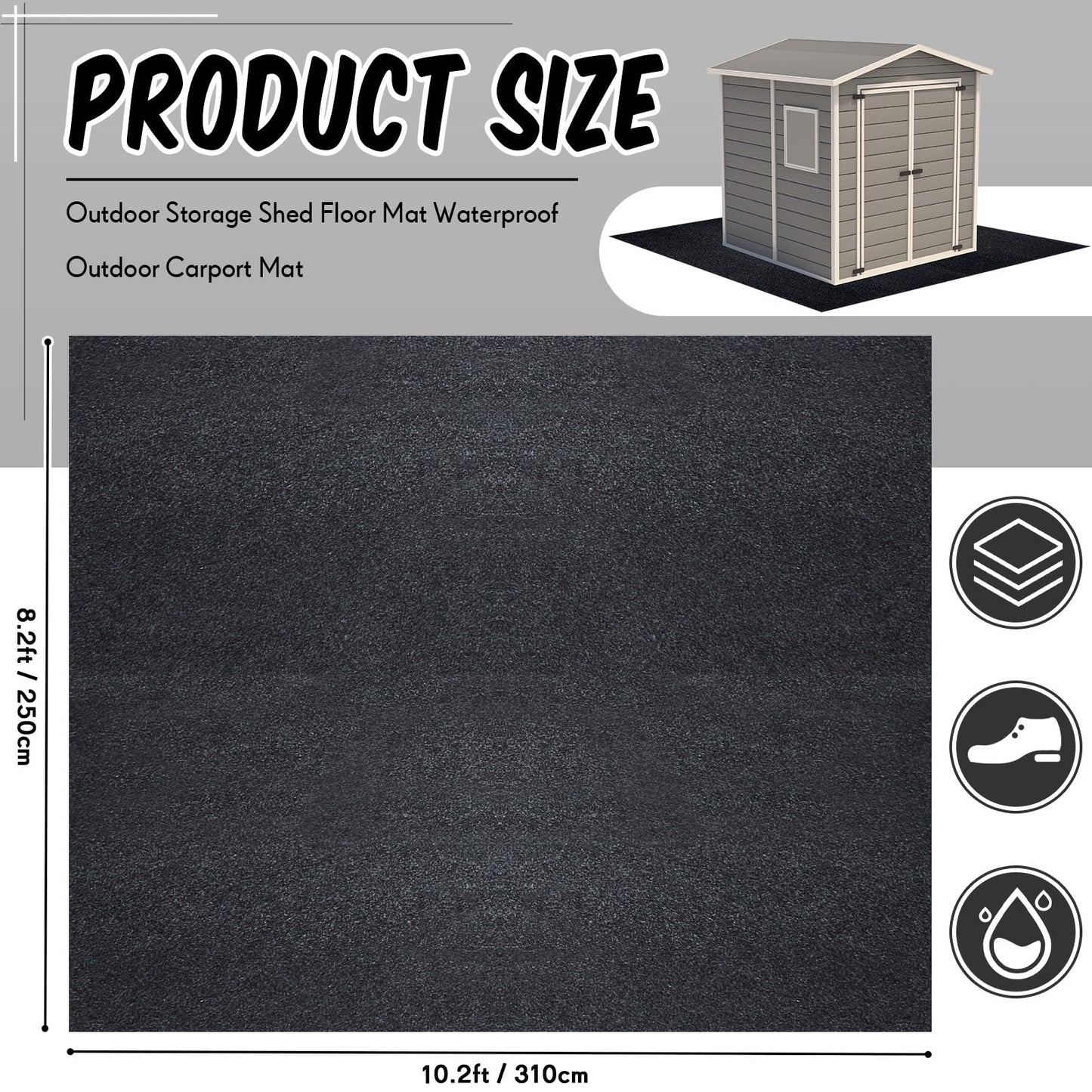 Haull Shed Floor Mat 8.2 x 10.2 ft Outdoor Waterproof Nonslip Durable Storage Sheds Protector Rug for Carport Patio Garage Garden Spring Summer Outdoor, Storage Shed Not Included