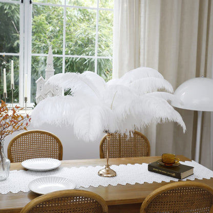 Larryhot White Large Ostrich Feathers - 16-18 inch 10pcs Feathers for Vase,Wedding Party Centerpieces and Home Decorations (White)