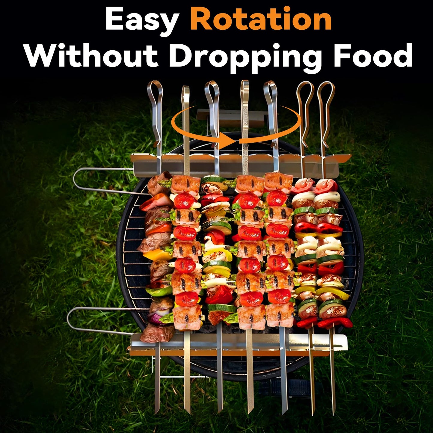 Barbecue Skewer Kabob Rack For Shish Kebab Skewers-Stainless Steel Compatible with Wood Round Steel Flat or Bamboo Skewers Universal Holder for Grill BBQ Grilling Accessories 2 Pack