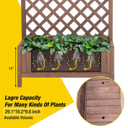 Garden Planter Box with Trellis Raised Garden Bed Outdoor for Climbing Plants, Flowers, High Capacity