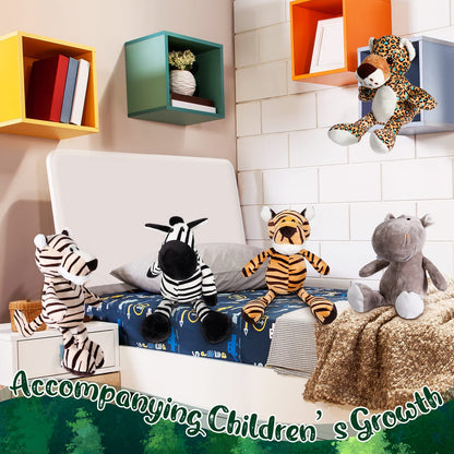 Foilswirl 40 Pcs Safari Forest Stuffed Animals Plush Jungle Themed Animals Toy Gift Elephant Giraffe Lion Tiger Monkey Rhinoceros Zebra Tiger for Baby Shower Party Favors Decoration (10 Styles)