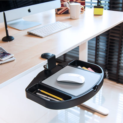 EHO Clamp-On Desk Organizer, Multifunctional with Pencil Drawer, Mouse Pad Storage, Swivel, Spill-Proof, Under Desk Storage, Easy Installation, Reduces Clutter, TAA-Compliant