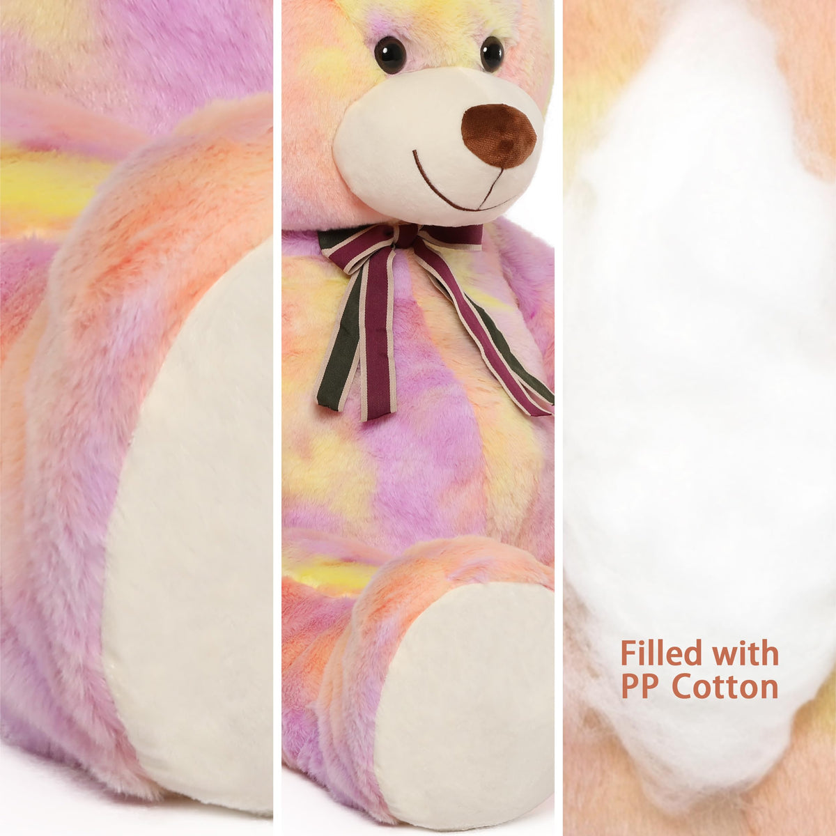 Tezituor 40in Giant Teddy Bear Stuffed Animal,Big Bear Plush Toys,Rainbow Yellow Soft Bear Plushies, Stuffed Animals Gifts for Baby Shower, Valentine, Christmas, Birthday, Party Decoration