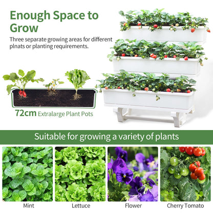 Oliz Planters for Outdoor Plants 3 Tiers Vertical Raised Garden Bed Freestanding Elevated Planter with Planter Tray for Indoor and Outdoor Strawberry, Herb, Flower, and Vegetable Planter