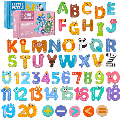 Magnetic Letters and Numbers, 52 Pieces Colorful Fridge Magnets for Toddlers 3-5, 26 Uppercase Magnetic Letters 21 Numbers 5 Symbols, for Kids Toddlers Preschool Spelling Learning