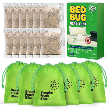 Bed Bug Repellent Pouches, 12 Pack Natural Plant Based Essential Oil, Flea and Mite Bedbug Deterrent for Indoor Home, Hotels and Luggage, Long Lasting Closet Bed Bug Prevention, No Residue Formula