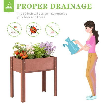 Raised Garden Bed with Legs, 31x16x31'', Outdoor Wood Elevated Planter Box, Thick Legs, w/Liner