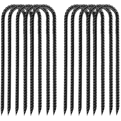 Garden Ground Stakes, Galvanized Steel Rebar Stakes U Shape, Heavy Duty Ground Anchors for Yard, Tent, Fence, Landscape, Decorations, Trampolines (8 Inch)