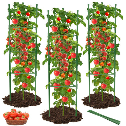 MYMULIKE 3 Pack Tomato Cages for Garden, 51in*13in Adjustable Tomatoes Plant Stakes Support Cages Trellis, Garden Trellis for Vegetable Flowers Fruits Climbing Plants- 20 Binding Wires Included