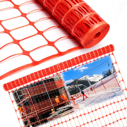 Nuanchu Temporary Safety Fence 4 x 50 Feet Plastic Mesh Fencing roll Reusable Mesh Fencing Netting for Garden, Snow Fence, Animal Barrier, Swimming Pool, Poultry, Deer, Dogs, Construction Orange
