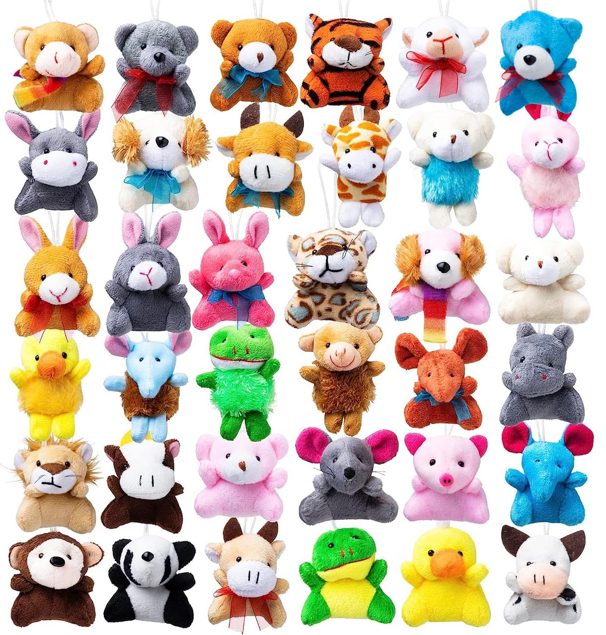 JOYIN 12 Pack Random Mini Animal Plush Toy Assortment (12 Units 3" Each),Bulk Stuffed Animals for Kids, Small Animals Plush Keychain Decoration, Carnival Prizes, Birthday Goodie Bags & Party Favors