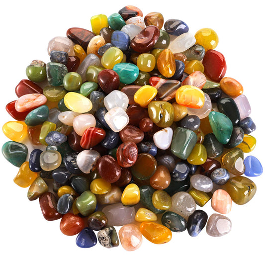 Hedume 2 Pounds Decorative Gravel Stones, 7/10 to 9/10 Inch Colorful Mixed Agate Stone, Natural Polished Stones, Tumbled Stones for Vase Filler, Landscape Bottom Decoration, DIY Handmade