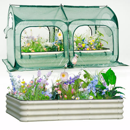 Pop up Tunnel Greenhouse Cover 78.7" L x 39.4" W Plant Tent with 6x3FT Riased Garden Bed Set ,Gardening Flower Sunshine Room with Mesh Windows,Backyard PE Cover for Cold Frost Protector