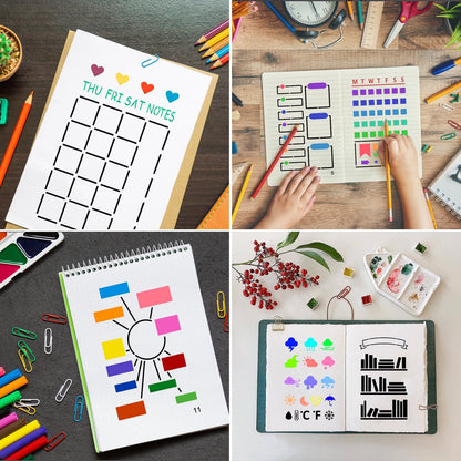 36 Pieces Journal Stencils for Bullet Dot Journaling Notebook Scrapbook, 4 x 7 Inch Planner Stencil DIY Drawing Templates Accessories Supplies Kit for Planners Cards Decorations (Journal)