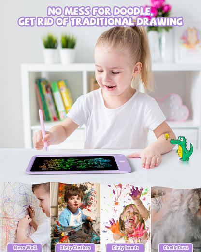 KOKODI LCD Writing Tablet for Kids, 10 Inch Colorful Drawing Tablet, Educational Learning Kids Toys for Age 3-12 Years Old, Toddler Doodle Board, School Supplies for Girls, Birthday Gifts,Purple