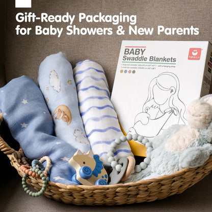 hahaland Baby Books and Bamboo Muslin Swaddle Blankets - Baby Boy Gifts Newborn Essentails