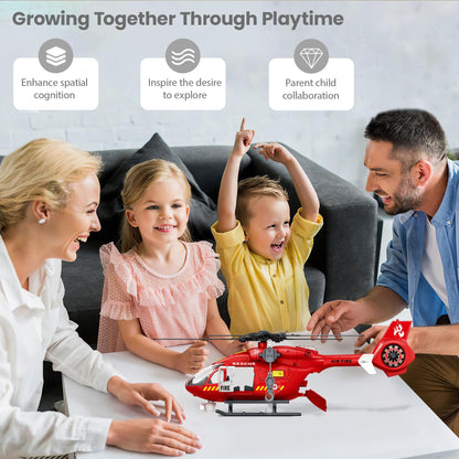 Fire Rescue Helicopter Toys for Boys with Hanging Basket Toy Airplane with Lights and Sound Firefighting Vehicles Toys for Kids Aged 3 4 5 6 7