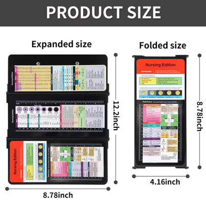 Rokolo Foldable Aluminum Nursing Clipboard with Cheat Sheets - Black (Letter Size, 30 Sheet Capacity)