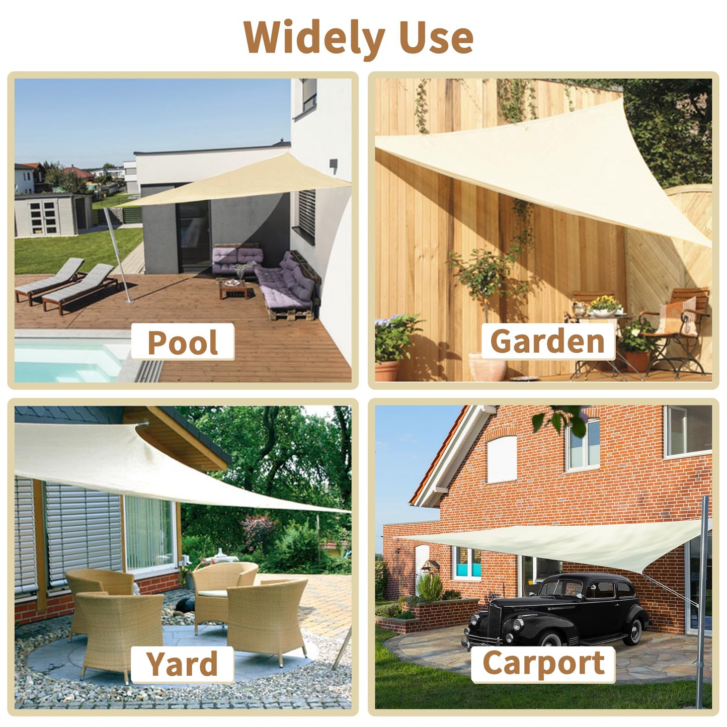 KALINCO Sun Shade Sail, Waterproof Shade Sail, 10'x13' Rectangle Sunscreen Awning Canopy, 95% UV Blocking Sun Shade Canopy with Free Rope for Outdoor Garden Patio Party Playground