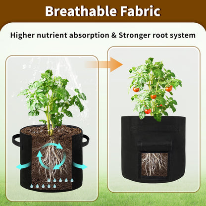 SORANGEUN 30 Gallon Potato Grow Bags 2-Pack with Dual Harvest Windows & Reinforced Handles, Non-Woven Fabric Planter for Potatoes, Tomatoes, Vegetables