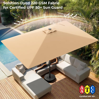 HOMSHADE 6.6 x 10 ft Rectangular Patio Umbrella Rectangle Umbrella Outdoor Patio, Large Outdoor Umbrellas for Patio Table with Tilting and Sun UV Protection for Pool, Deck, Market, Backyard, Beige