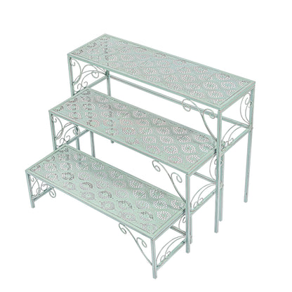 Sungmor Metal Plant Stand - 3 Tier Foldable Ladder Planters Display Shelf - Multiple Plants Flower Pots Vases Storage Organizer - Indoor Outdoor Multi Tiered Plant Rack for Garden Balcony Yard
