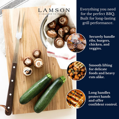 Lamson Premier 20" Walnut 4-Piece Deluxe BBQ Set