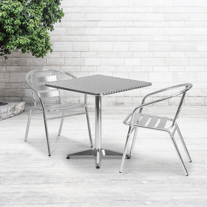 Flash Furniture Mellie Commercial Grade 27.5" Square Aluminum Indoor-Outdoor Table with Base