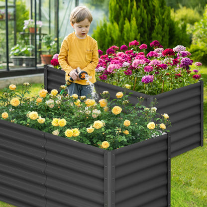 GarveeHome 6 * 3 * 2FT Raised Garden Bed Kit, Galvanized Raised Garden Beds Outdoor for Gardening, Above Planter Boxes, Large Garden Bed for Vegetables, Fruits, Dark Grey, 2 Pcs