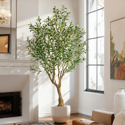 6ft Faux Olive Tree with Pot & Moss Artificial Olive Plant Fake Olive Tree for Home Decor, Large Indoor Artificial Trees Faux Plants Indoor Durable Artificial Trees for Living Room/Office
