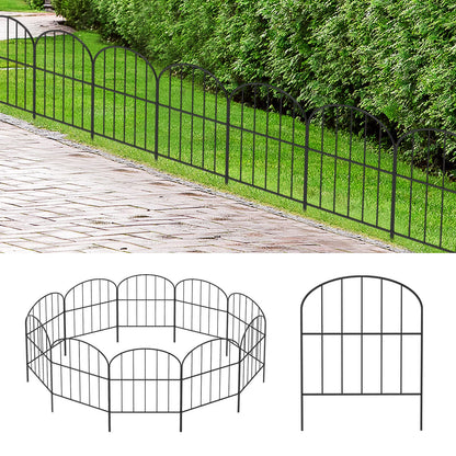 OUSHENG Small Decorative Garden Fence, 29ft (L) x 16.5in (H) Fencing, Rustproof Metal Wire Panel Border Animal Barrier for Dog, Flower Plant Edging for Yard Backyard Outdoor, Arched