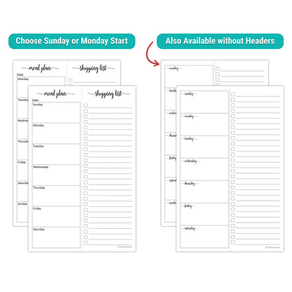 321Done Magnetic Meal Planning Notepad - Large Letter Size (8.5x11) Weekly Menu Planner Tear-Off Refrigerator Fridge Shopping List Meals Grocery Memo Pad - Perforated Sunday Start, Made in USA