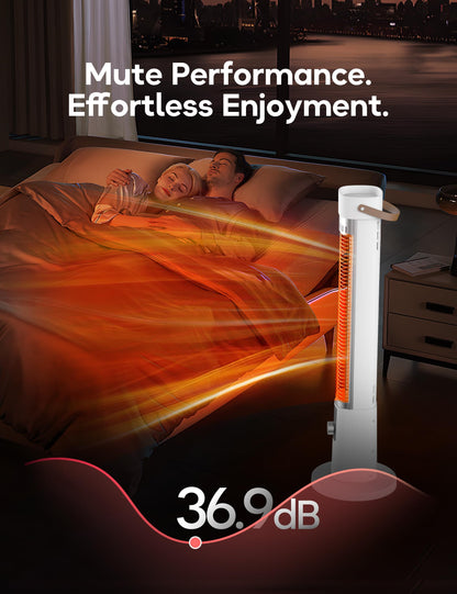 Patio Heater for Outdoor Use, Infrared Electric Outdoor Heater, 1500W Instant Heating, 60-Degree Oscillation, 9 Heat Levels, 9H Timer, Remote, for Garage, Backyard, Large Room, Indoor, 32.2", White