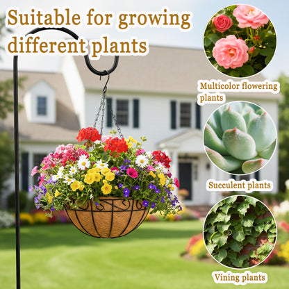 SMYAXUNW 4 Pack Hanging Planters 12 Inch Metal Hanging Planter Basket Flower Pots with Coco Coir Liners Round Wire Plant Holder with Chain for Indoor Outdoor Patio Porch Garden Decoration（HB）