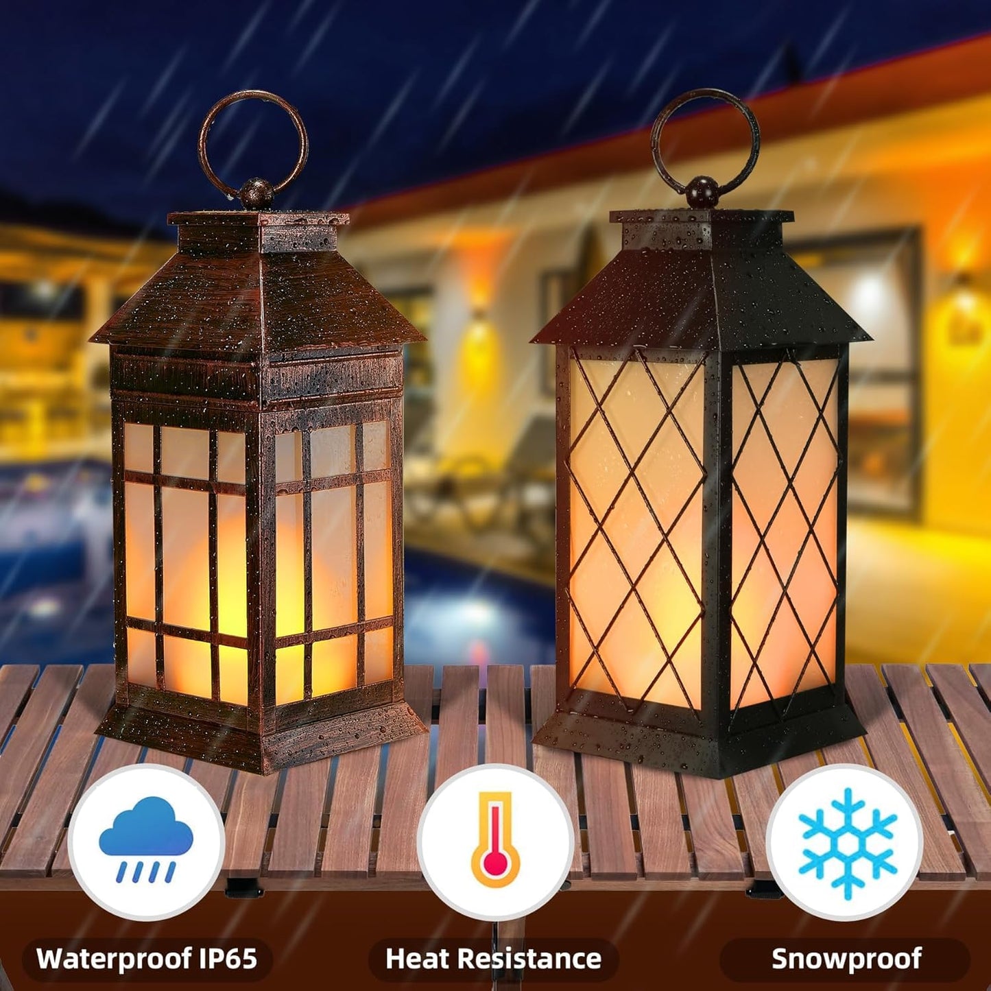 anyperfect 18" Solar Lanterns Outdoor Waterproof, Glass Solar Flickering Flame Lantern Large Hanging Solar Lantern Metal Decorative for Patio Garden Backyard Outside Tabletop Mothers Day Gifts Mom